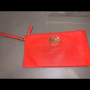 MK soft genuine leather wristlet